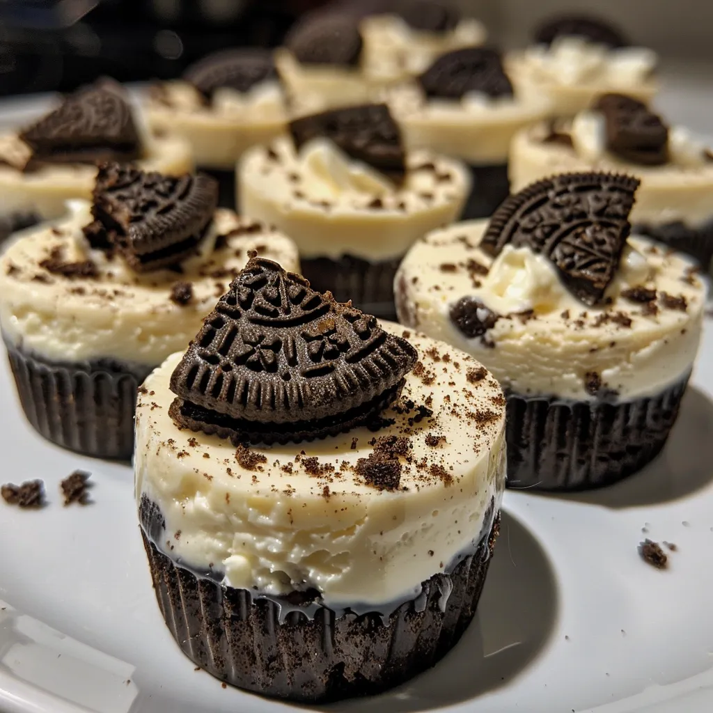 Image of delicious Mini Oreo Cheesecake Bites, featuring a creamy center and a crunchy Oreo crust.