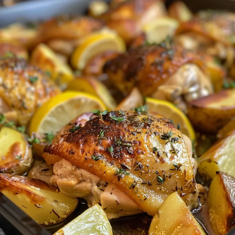 Savor the Simplicity: One-Pan Lemon Herb Chicken & Potatoes Colorful one-pan meal featuring chicken, potatoes, and fresh herbs.