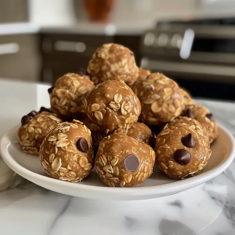 Natural Peanut Butter Energy Balls with a slightly glossy surface and visible oats.