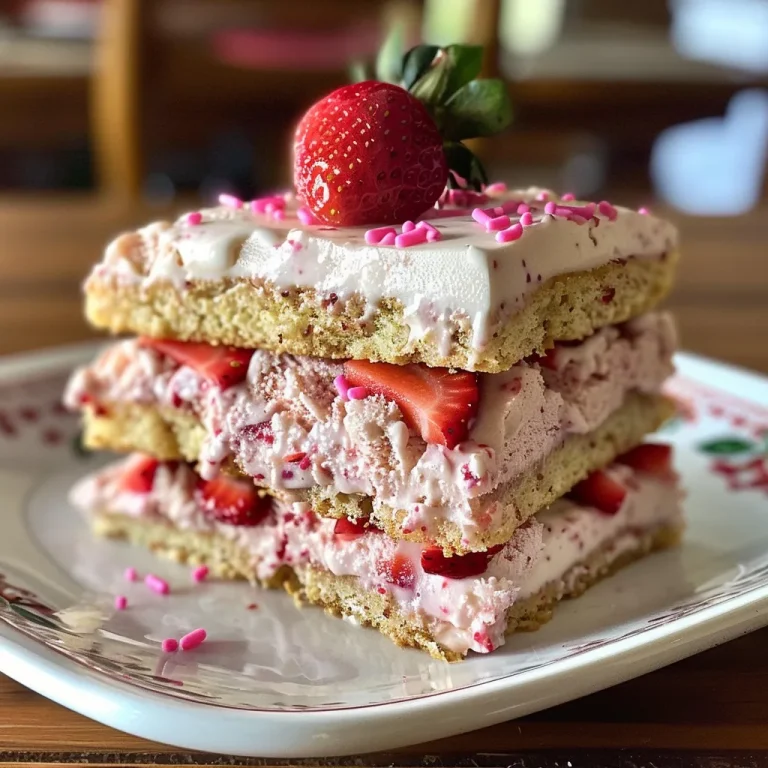 Delight in Every Bite: The Joy of Strawberry Cake Ice Cream Sandwiches Close-up of a strawberry cake ice cream sandwich decorated with pink and white sprinkles.