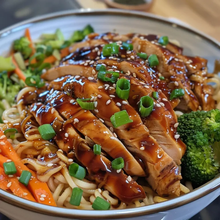Elevate Your Weeknight Dinners with Teriyaki Chicken Noodle Bowls A vibrant bowl showcasing Teriyaki chicken, cooked noodles, and mixed vegetables, photographed from the side.