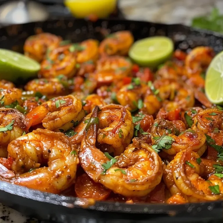 ['Close-up view of Cajun shrimp dish with vibrant colors.', 'Juicy Cajun shrimp nestled with diced red bell peppers.', 'Tasty Cajun shrimp sprinkled with fresh herbs and lime.', 'Mouth-watering Cajun shrimp in a creamy sauce with cheese.']