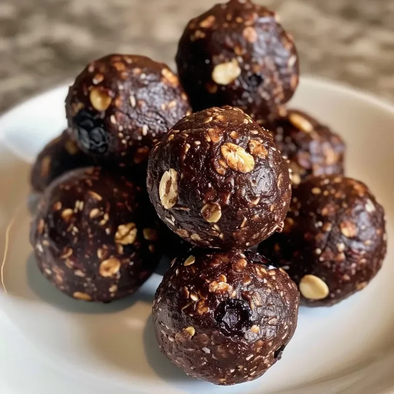 ['Close-up view of chocolate blueberry protein bites on a wooden surface.', 'Side view of energy balls showcasing their rich texture and blueberry pieces.', 'Juicy chocolate blueberry bites arranged aesthetically on a plate.', 'Detailed shot of vegan protein bites highlighting their ingredients and texture.']