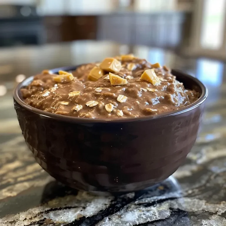 ['Close-up view of rich Chocolate Peanut Butter Oatmeal topped with a sprinkle of cocoa.', 'Side view of creamy Chocolate Peanut Butter Oatmeal in a bowl, highlighting its texture.', 'Delicious Chocolate Peanut Butter Oatmeal with a glossy finish, captured in natural light.', 'Appetizing Chocolate Peanut Butter Oatmeal featuring chunks of peanut butter melting on top.']
