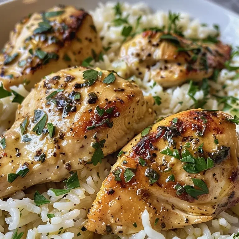 ['Close-up of creamy herb chicken served over basmati rice.', 'Juicy chicken breasts in a creamy sauce with rice on the side.', 'Side view of a plate containing creamy herb chicken and basmati rice.', 'Delicious creamy herb chicken garnished with fresh herbs and served with rice.']