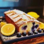 ['A side view close-up of a Lemon Blueberry Loaf Cake, showcasing its moist texture and blueberry chunks.', 'A deliciously baked Lemon Blueberry Loaf Cake with slices exposed, highlighting the blueberries and lemon zest.', 'A vibrant Lemon Blueberry Loaf Cake displayed on a plate, focusing on its golden crust and juicy blueberries.', 'A close-up shot of a Lemon Blueberry Loaf Cake, emphasizing the glaze and the fresh blueberries on top.']
