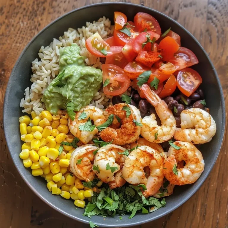 ['Close-up side view of a colorful shrimp taco bowl filled with brown rice, black beans, corn, and fresh toppings.', 'Juicy shrimp taco bowl featuring cooked rice, topped with diced tomatoes, cheese, and cilantro.', 'Side view of a vibrant shrimp taco bowl with shrimp, vegetables, and garnishes in a white bowl.', 'Artistic display of a shrimp taco bowl showcasing layers of rice, beans, shrimp, and colorful toppings.']