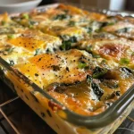 ['Close-up of a golden brown Spinach Cottage Cheese Egg Bake, displaying fresh spinach and creamy texture.', 'Side view of a cooked egg bake featuring vibrant spinach and cottage cheese, served on a plate.', 'Juicy Spinach Cottage Cheese Egg Bake showcasing its fluffy interior and vibrant green spinach.', 'A delicious slice of egg bake with visible spinach and cottage cheese, highlighting its rich colors.']