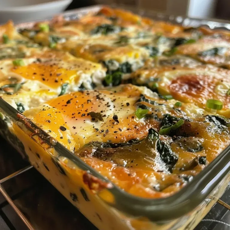 ['Close-up of a golden brown Spinach Cottage Cheese Egg Bake, displaying fresh spinach and creamy texture.', 'Side view of a cooked egg bake featuring vibrant spinach and cottage cheese, served on a plate.', 'Juicy Spinach Cottage Cheese Egg Bake showcasing its fluffy interior and vibrant green spinach.', 'A delicious slice of egg bake with visible spinach and cottage cheese, highlighting its rich colors.']