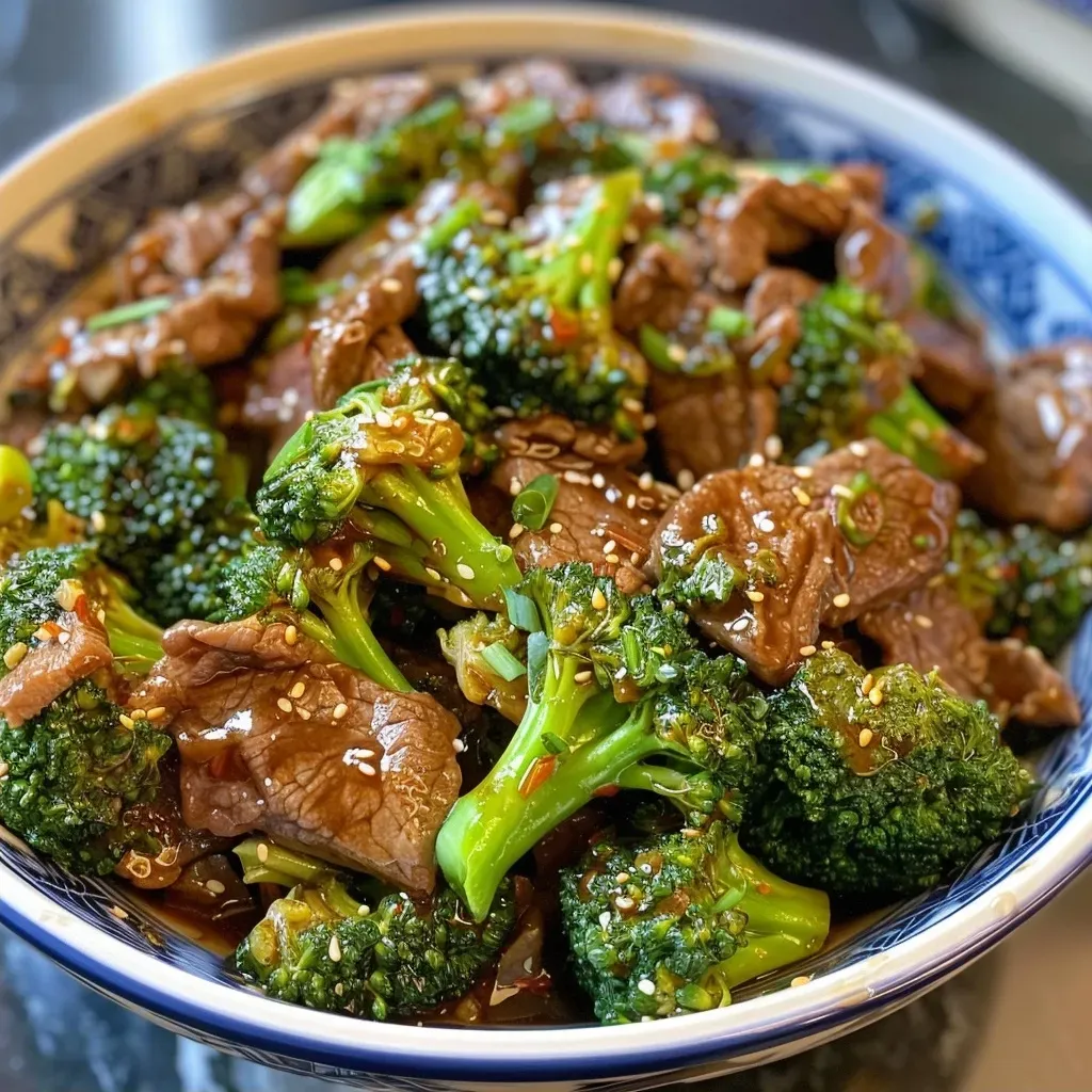 ['Close-up view of a juicy beef and broccoli stir-fry served in a bowl.', 'Side view of tender beef slices and bright green broccoli in a savory sauce.', 'A colorful plate featuring beef sirloin and broccoli stir-fried with garlic and ginger.', 'Detailed image of flavorful beef and broccoli with vibrant colors and textures.']