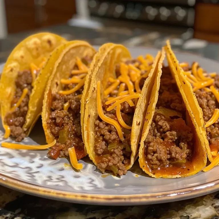 ['A close-up side view of cheesy Rotel beef tacos with vibrant toppings.', 'Juicy beef tacos filled with cheese and topped with diced tomatoes and chilies.', 'A photo showcasing cheesy beef tacos in a hard shell adorned with toppings.', 'Close perspective of savory Rotel beef tacos ready to be enjoyed.']