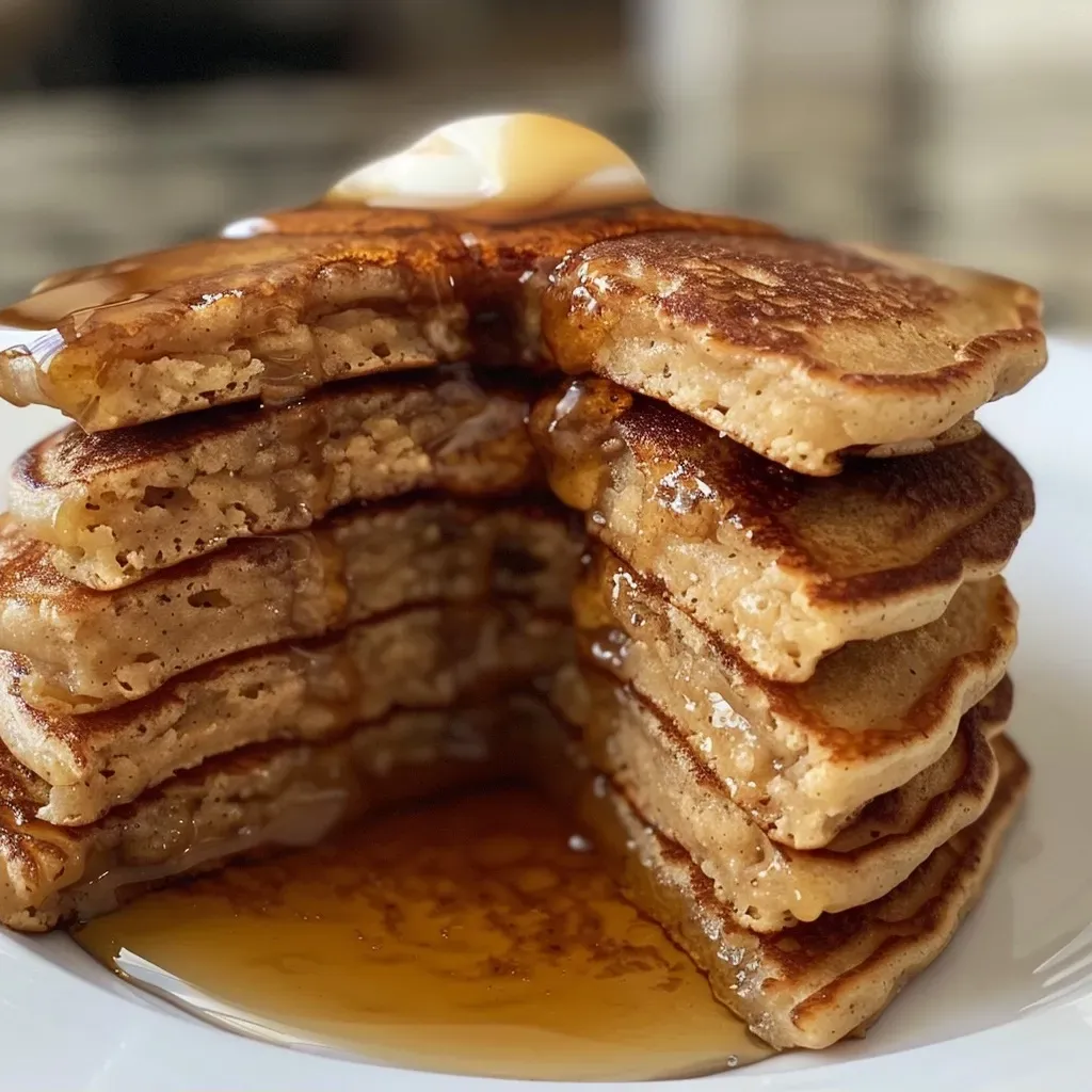 ['Close-up view of fluffy cinnamon honey pancakes, drizzled with honey.', 'Side view of golden brown pancakes with cinnamon and honey, stacked high.', 'A delicious stack of pancakes topped with honey and a sprinkle of cinnamon.', 'Juicy cinnamon honey pancakes displayed with a warm, inviting appearance.']