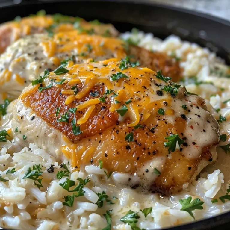 ['Close-up view of creamy smothered chicken served over rice.', 'Juicy chicken breasts topped with a creamy sauce on a bed of rice.', 'Side view of a delicious plate of creamy chicken and rice.', 'Rich and creamy chicken dish with melted cheese, served with rice.']