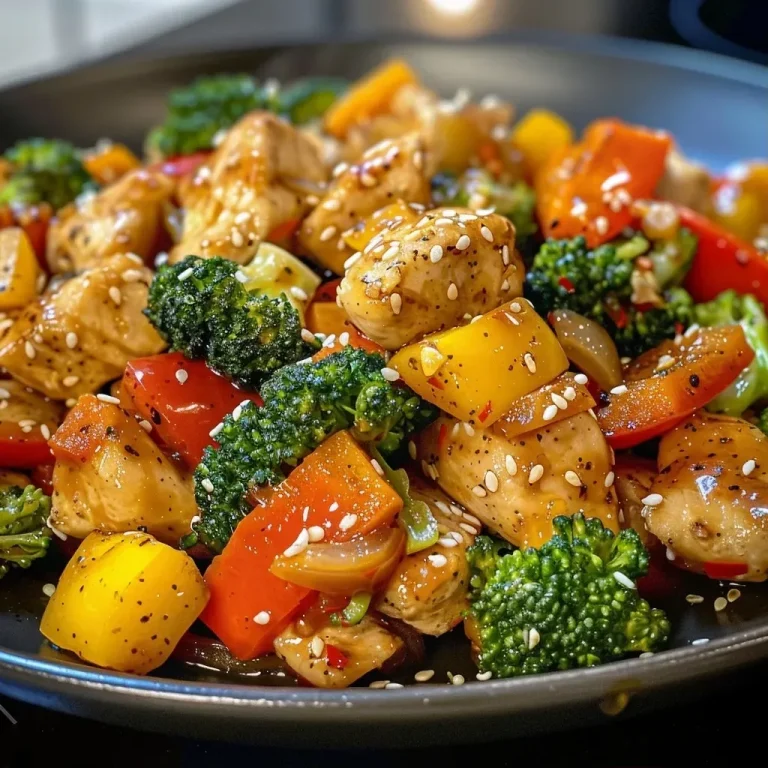 ['Close-up of a colorful chicken stir fry with vegetables in a white bowl.', 'Juicy diced chicken and fresh vegetables stir-fried in a vibrant mix.', 'A side view of a hearty chicken stir fry showcasing broccoli, peppers, and carrots.', 'Close-up image of a delicious chicken stir fry garnished with sesame seeds.']