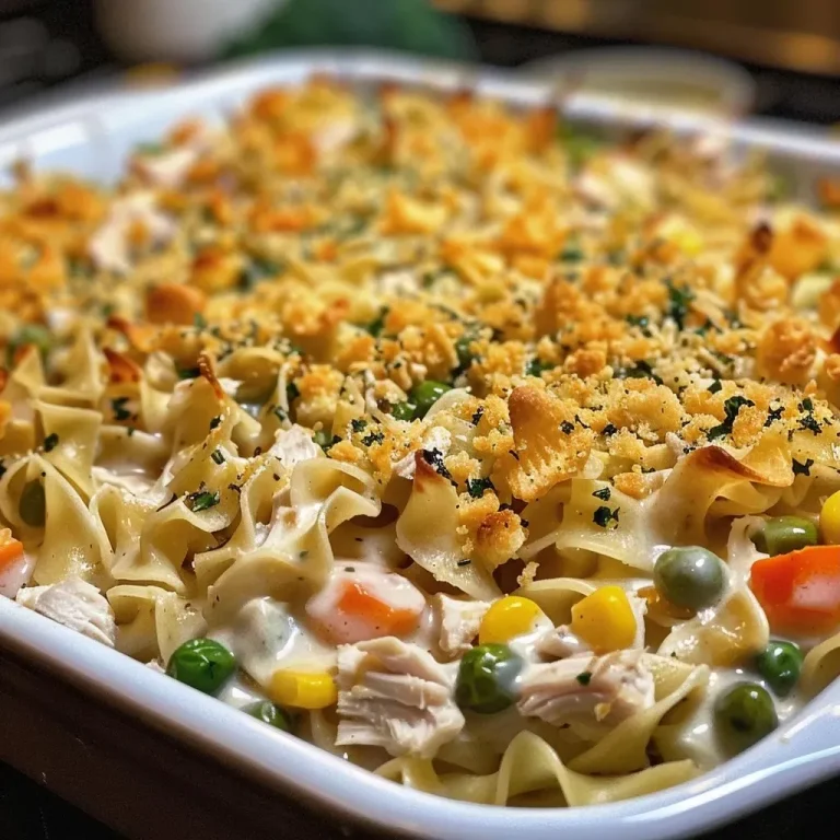 ['Close-up side view of a delicious turkey casserole topped with melted cheese and crispy onions.', 'Juicy turkey casserole with a golden crust, featuring noodles and colorful mixed vegetables.', 'Savory turkey casserole in a dish, showcasing layers of cheese and warm ingredients.', 'Appetizing view of easy turkey casserole filled with noodles, turkey, and creamy sauce.']