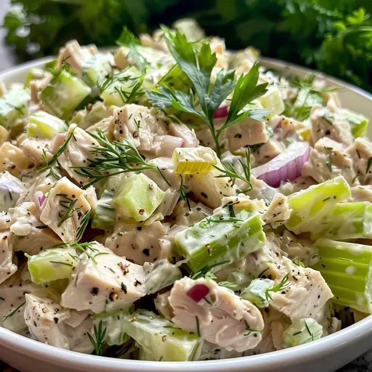 ['A vibrant close-up of Easy Turkey Salad featuring diced turkey, celery, and red onion.', 'Juicy Turkey Salad displayed in a bowl, highlighting its fresh ingredients and creamy texture.', 'A side view of a colorful Easy Turkey Salad with visible chunks of turkey, celery, and a creamy dressing.', 'An appetizing close-up of a turkey salad mix, showcasing various ingredients blended together.']
