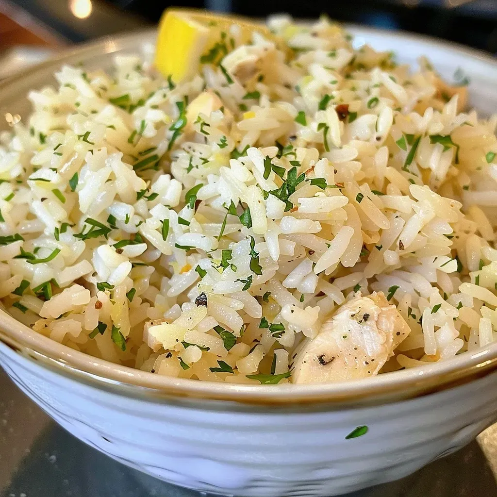 ['Close-up view of garlic butter rice with a golden hue and herbs sprinkled on top.', 'A side view of fluffy garlic butter rice, showcasing its rich color and texture.', 'Juicy garlic butter rice garnished with parsley and chives, captured in natural light.', 'A detailed angle of buttered rice mixed with garlic and spices, emphasizing its freshness.']