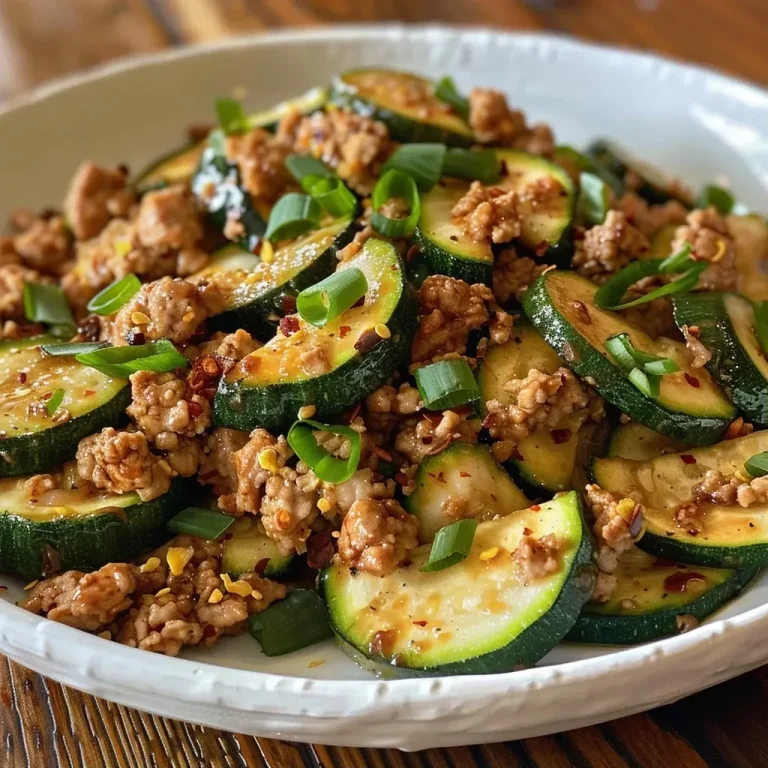 ['A vibrant close-up of a ground turkey and zucchini stir-fry with colorful ingredients.', 'Juicy ground turkey mixed with half-moon sliced zucchinis in a skillet.', 'A side view of a one-pan stir-fry featuring ground turkey, zucchinis, and garnished with green onions.', 'A mouth-watering dish of ground turkey and zucchini stir-fry captured in bright, natural lighting.']