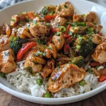 ['Close-up shot of a colorful chicken stir fry with vibrant vegetables.', 'Side view of a plate featuring juicy chicken stir fry with mixed veggies.', 'Detailed image of high protein chicken stir fry, showcasing fresh ingredients.', 'Visual of a delicious chicken stir fry loaded with bright, crisp vegetables.']
