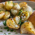 ['Close-up of creamy homemade roasted garlic butter in a dish.', 'Side view of a textured garlic butter spread with roasted garlic cloves.', 'Freshly made roasted garlic butter on a wooden table, with garlic bulbs in the background.', 'Rich, golden homemade roasted garlic butter showcased on a rustic plate.']