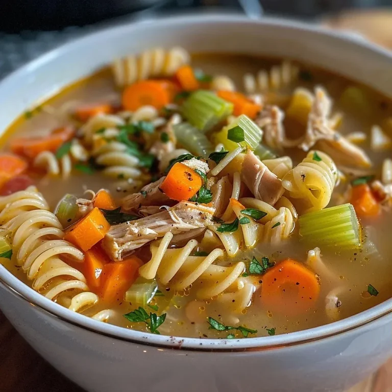 ['Close-up of a steaming bowl of homemade turkey noodle soup with visible vegetables and noodles.', 'Side view of a hearty turkey noodle soup featuring diced carrots, celery, and pieces of turkey.', 'Bowls of turkey noodle soup showing rich broth, herbs, and pasta noodles complemented by fresh ingredients.', 'A warm serving of turkey noodle soup with vibrant vegetables and shredded turkey in a rustic bowl.']