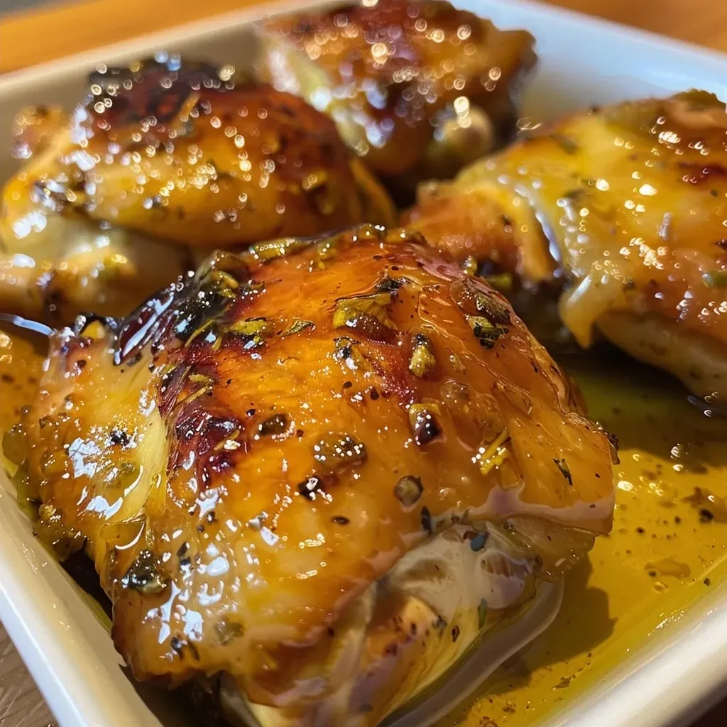 Juicy Honey Baked Chicken pieces glistening with glaze.
