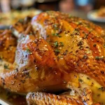 ['Close-up side view of a juicy Honey Baked Turkey Breast garnished with herbs.', 'A succulent boneless turkey breast glistening with honey glaze and spices.', 'Tender Honey Baked Turkey Breast with a caramelized exterior and rich golden color.', 'Side view of a juicy turkey breast roast showcasing its golden-brown glaze.']