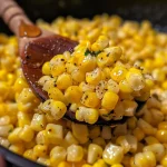 ['Close-up view of a skillet filled with glistening Honey Butter Skillet Corn.', 'Side angle of a delicious dish showcasing honey butter glazed corn kernels in a skillet.', 'Juicy sweet corn sautéed with honey and butter, presented in a cast iron skillet.', 'A vibrant dish of creamy Honey Butter Skillet Corn, highlighting its rich, buttery texture.']