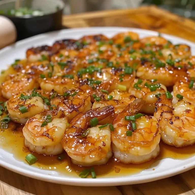 ['Close-up view of a crispy honey garlic shrimp pancake, showcasing its golden brown texture and shrimp pieces.', 'Side view of a delicious honey garlic shrimp pancake, highlighting the juicy shrimp and crispy edges.', 'Detailed image of a honey garlic shrimp pancake, revealing the chewy inside and glistening garlic sauce.', 'Close-up of a savory shrimp pancake, with a focus on the crispy exterior and aromatic garlic bits.']
