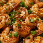 ['Close-up of juicy honey garlic shrimp garnished with green onions and sesame seeds.', 'Side view of succulent shrimp glazed in honey garlic sauce with a sprinkle of sesame seeds.', 'Detailed shot of honey garlic shrimp featuring vibrant green onion and glossy sauce.', 'Appetizing honey garlic shrimp presented in a bowl with a garnish of chopped green onions.']