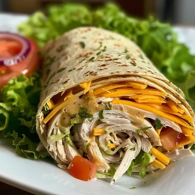 ['Close-up view of a Honey Mustard Turkey Wrap filled with lettuce, turkey, tomato, cheese, and red onion.', 'Side view of a delicious Honey Mustard Turkey Wrap showing layers of ingredients including turkey and vegetables.', 'Juicy Honey Mustard Turkey Wrap with vibrant fillings, presented in a close-up angle.', 'Detailed side shot of a Honey Mustard Turkey Wrap revealing its colorful ingredients and texture.']
