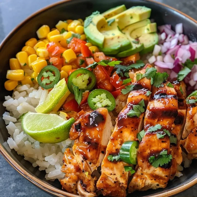 ['Close-up of a Hot Honey Chicken Bowl featuring chicken, rice, broccoli, and bell peppers.', 'Juicy Hot Honey Chicken Bowl with vibrant vegetables and rice, photographed from the side.', 'Side view of a delicious Hot Honey Chicken Bowl showcasing ingredients like chicken and peppers.', 'Colorful Hot Honey Chicken Bowl filled with chicken breasts, rice, and sautéed vegetables.']