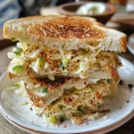 ['Close-up view of a Potato Mayonnaise Sandwich showcasing the vibrant ingredients inside.', 'Side profile shot of a lush Potato Mayonnaise Sandwich, revealing its creamy filling.', 'Detailed image of a Potato Mayonnaise Sandwich with layers of shredded cabbage and colorful capsicum.', 'Juicy Potato Mayonnaise Sandwich on a plate, featuring fresh ingredients and rustic bread.']