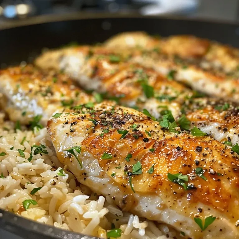 ['Close-up of a skillet filled with creamy garlic chicken and rice casserole, showcasing tender chicken pieces and cooked rice.', 'Side view of a delicious garlic chicken and rice casserole in a skillet, highlighting its juicy texture and golden color.', 'A detailed image of a chicken and rice casserole, featuring pieces of chicken in a creamy garlic sauce and herbs.', 'Close-up of a hearty garlic chicken casserole in a skillet, with visible grains of rice and hints of garlic and spices.']