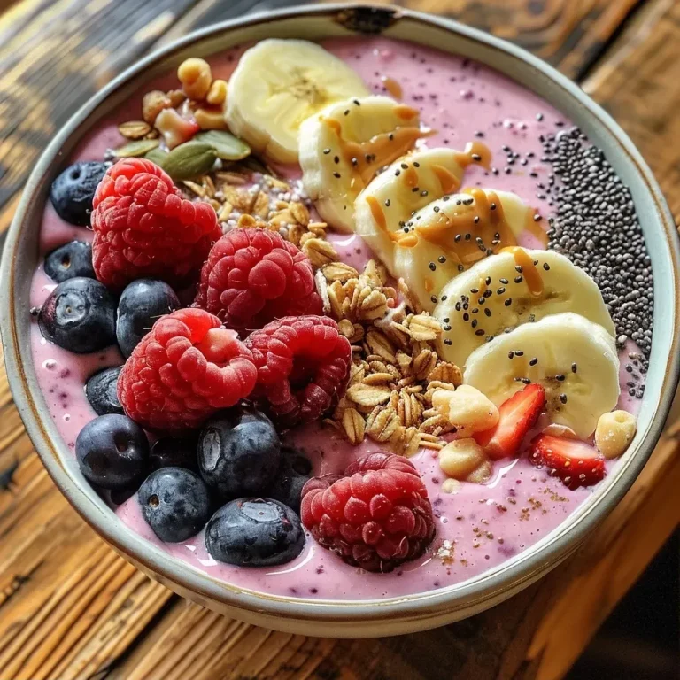 ['Close-up view of a thick smoothie bowl topped with fresh fruits and granola.', 'Side angle of a vibrant smoothie bowl featuring berries and nuts on top.', 'Textured thick smoothie bowl displaying colorful toppings like sliced bananas and seeds.', 'Rich smoothie bowl with a creamy consistency and a variety of fresh toppings.']