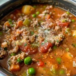 ['Close-up of a steaming bowl of turkey soup with visible vegetables and herbs.', 'Side view of a delicious turkey soup, showcasing chunks of turkey and fresh ingredients.', 'Juicy turkey soup displayed in a bowl, highlighting the rich broth and colorful veggies.', 'Close-up image of turkey soup, emphasizing the texture and ingredients like carrots and celery.']