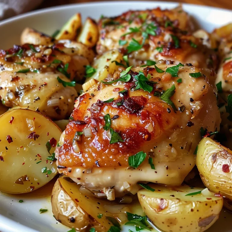 ['Close-up view of tender garlic parmesan chicken with baby potatoes in a crockpot.', 'Juicy chicken breasts and halved baby potatoes cooked in garlic parmesan sauce.', 'Side view of a delicious garlic parmesan chicken dish with potatoes in a slow cooker.', 'Luscious crockpot chicken and potatoes, garnished with fresh parsley.']