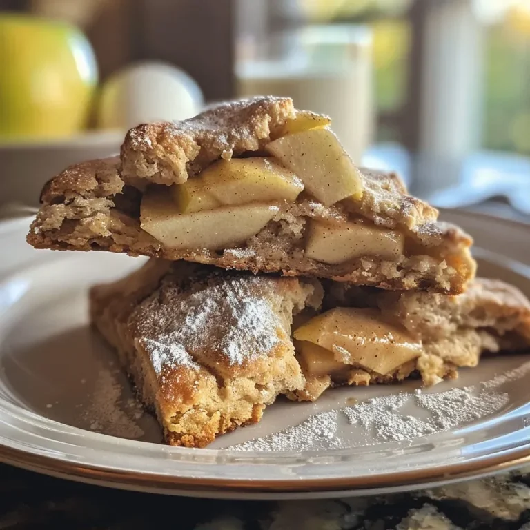 Embracing the Cozy Flavors of Fall: Apple Cinnamon Scones Close-up view of golden-brown apple cinnamon scones with a flaky texture.