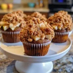 Close-up view of delicious Apple Crisp Cupcakes with a golden brown topping.