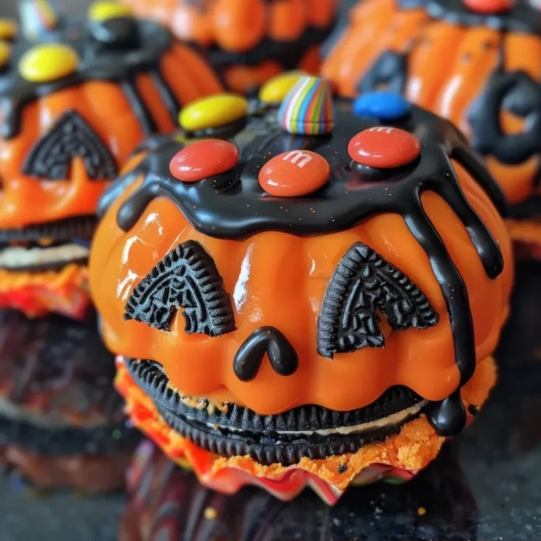 Spooktacular Treats: Crafting Candy Jack O’ Lanterns for Halloween Fun A close-up view of a Candy Jack O' Lantern made from Oreos and candy melts.