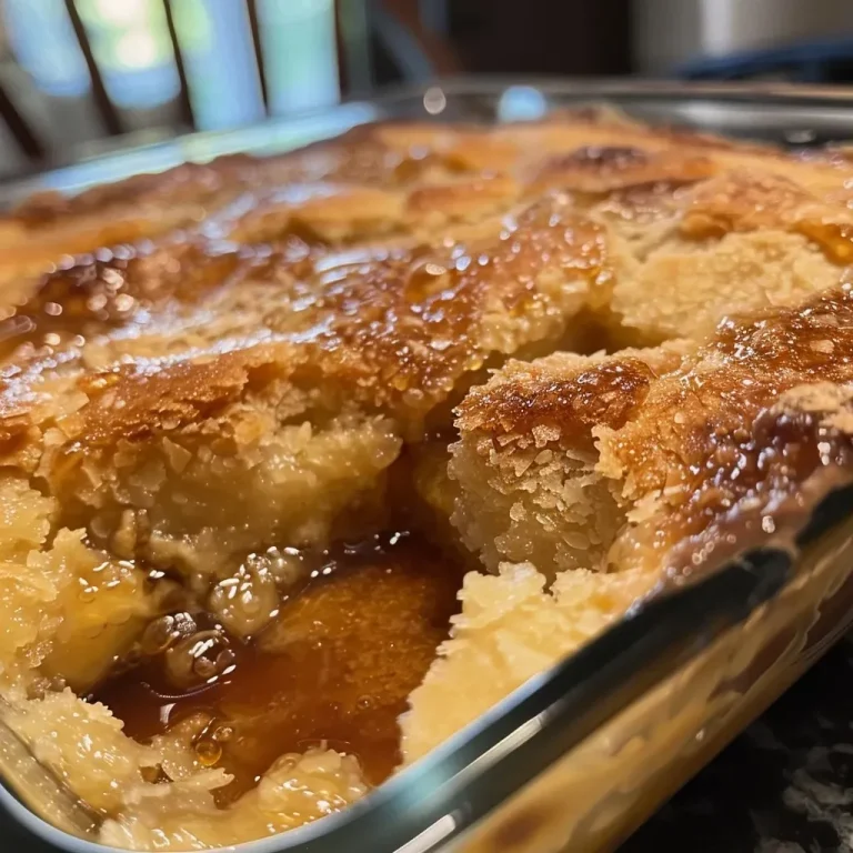 Indulge in the Sweet Simplicity of Caramel Cobbler Close-up of a caramel cobbler with a golden-brown crust and gooey filling.