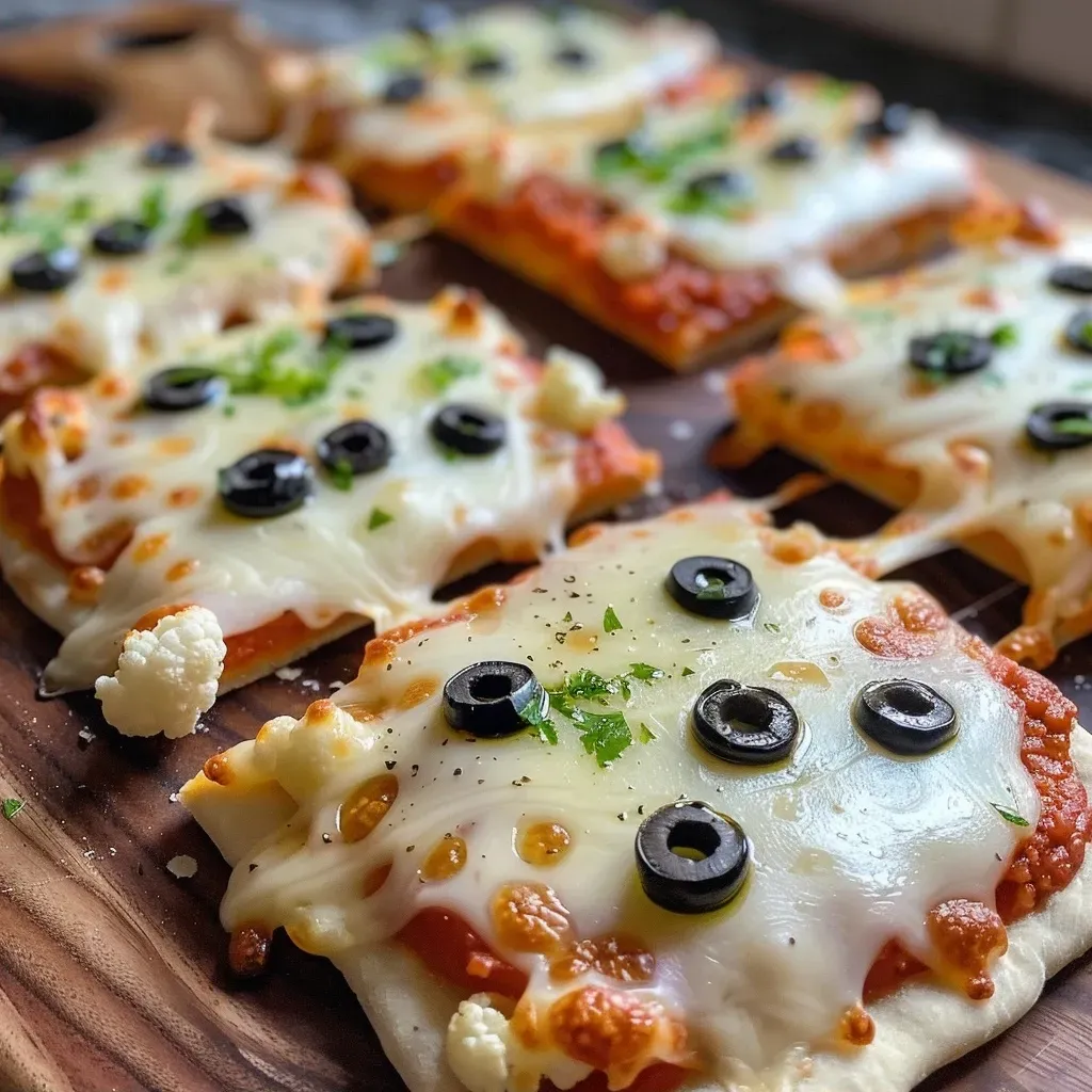Side view of a freshly baked Cemetery Flatbread Pizza with vibrant toppings.