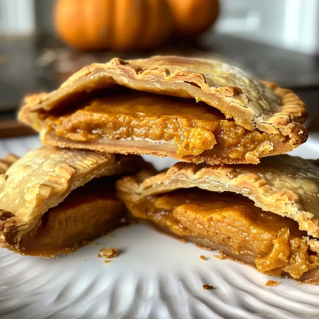 Juicy Chai Spiced Pumpkin Hand Pies with flaky crust, captured in a detailed side view.