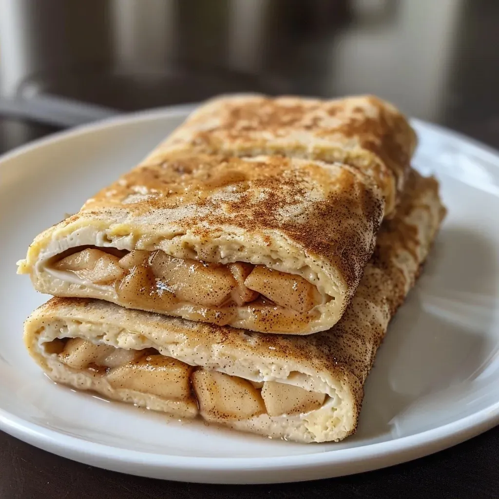 Side view of a Cinnamon Apple Protein Rollup showcasing a mouthwatering filling.