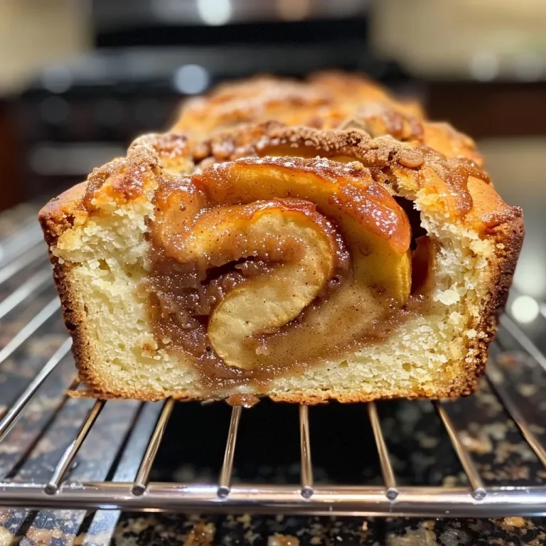 Embracing Sweetness: The Joy of Cinnamon Roll Apple Bread Close-up view of Cinnamon Roll Apple Bread with swirls of cinnamon and apple chunks.