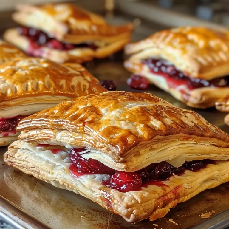 Embracing Flavor: The Joy of Crafting Cranberry and Orange Hand Pies A close-up side view of golden-brown cranberry and orange hand pies on a textured surface.