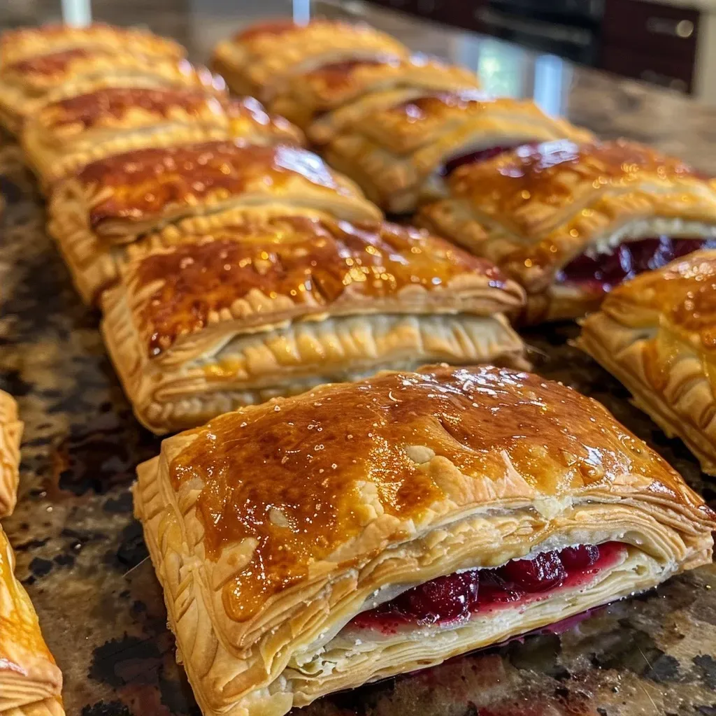 Juicy cranberry and orange hand pies arranged on a plate, highlighting their flaky crust.