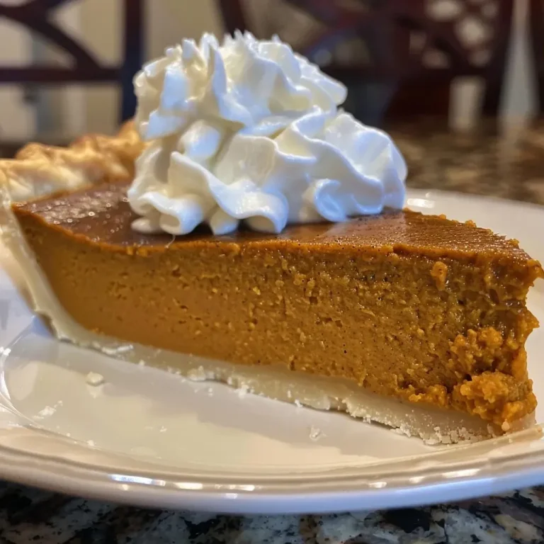 Simple Steps to Craft the Perfect Pumpkin Pie Side view close-up of a slice of pumpkin pie on a plate.