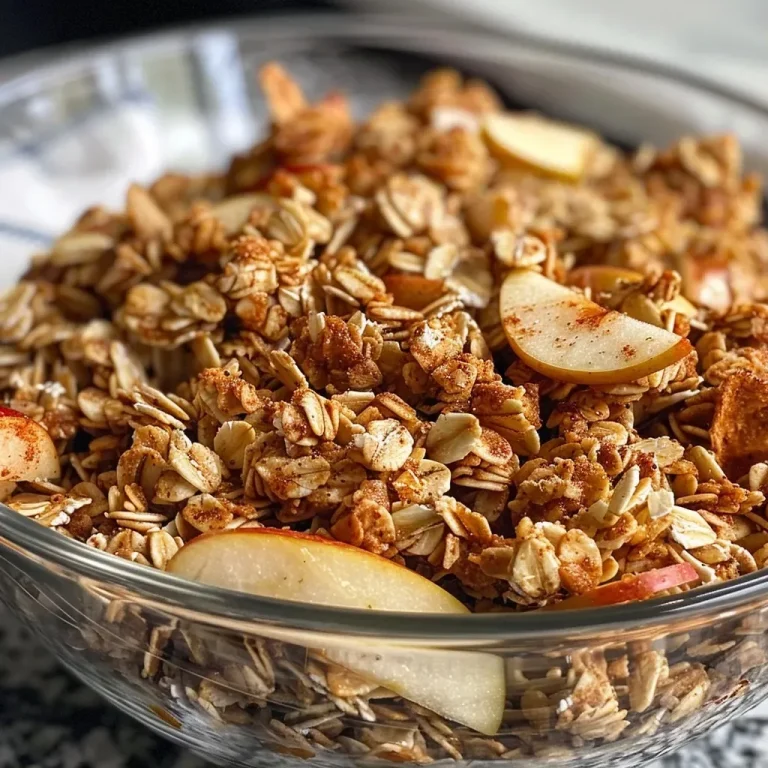 Wholesome Crunch: Crafting Your Perfect Healthy Apple Cinnamon Granola Close-up view of a bowl filled with healthy apple cinnamon granola.