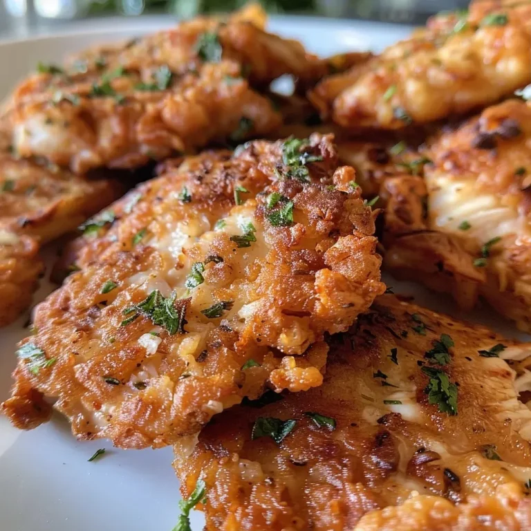 Close-up view of crispy chicken fritters on a plate, showcasing juicy texture.
